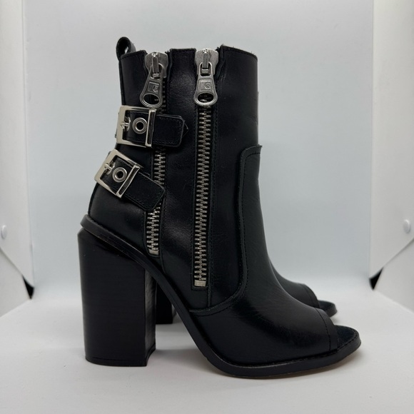 Made in Spain Sixtyseven black leather boots block  heels size 36 - Picture 1 of 11